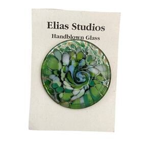 Elias Studios Green Handblown Glass Pin Brooch New